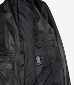 Mens Real Leather Three Button Black Blazer