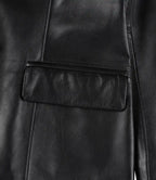 Women's Two Button Black Leather Blazer