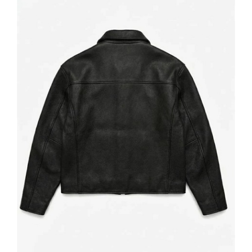 Men’s Black Sheep Leather Jacket Classic Minimalist Zip Up Bomber Biker Style
