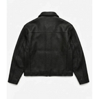 Men’s Black Sheep Leather Jacket Classic Minimalist Zip Up Bomber Biker Style