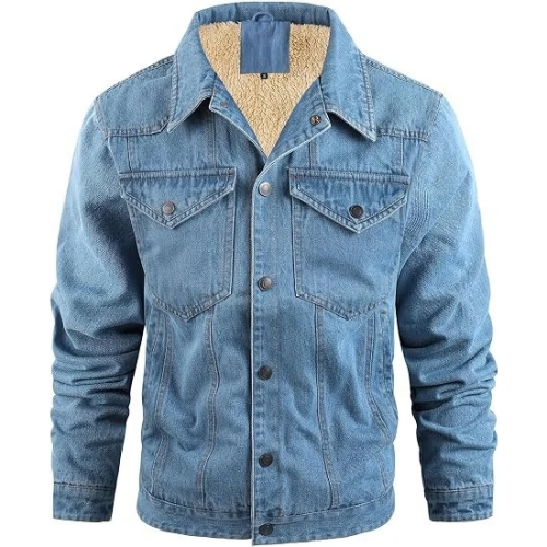 Men's Winter Warm Fleece Lined Denim Jacket