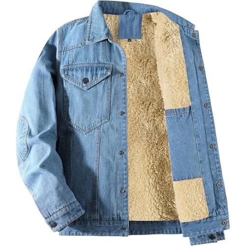Men's Winter Warm Fleece Lined Denim Jacket