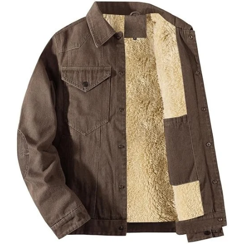 Men's Winter Warm Fleece Lined Denim Jacket