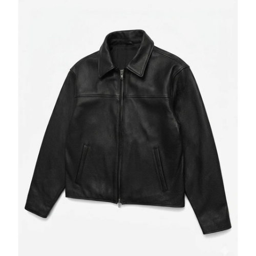 Men’s Black Sheep Leather Jacket Classic Minimalist Zip Up Bomber Biker Style