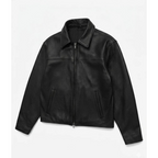 Men’s Black Sheep Leather Jacket Classic Minimalist Zip Up Bomber Biker Style