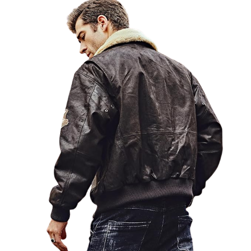 Men's Genuine Leather Flight Bomber Jacket – Classic Aviator Style