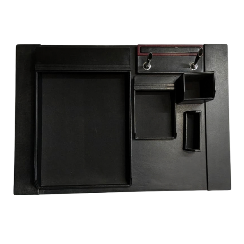 Executive 6-Piece Black Leather Desk Set & Office Organizer Pad
