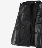 Women's Two Button Black Leather Blazer