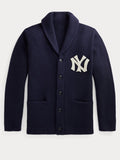 Unisex Knit Shawl Collar Button-Up Yankees Cardigan Sweater