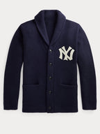 Unisex Knit Shawl Collar Button-Up Yankees Cardigan Sweater