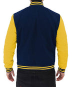 Men’s Blue & Yellow Varsity Letterman Jacket – Classic Baseball Style