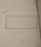 Mens Two Button Beige Leather Blazer - Notch Lapel