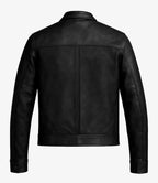 Bickford Mens Black Cafe Racer Real Leather Jacket