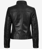 Bergamo Womens Black Biker Style Leather Jacket
