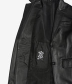 Womens Two Button Notch Lapel Black Leather Blazer Jacket