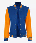 Women’s Yellow and Royal Blue Varsity Jacket – Baseball Style Bomber