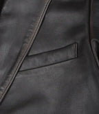 Mens Notch Lapel Distressed Brown Leather Blazer - Two Button