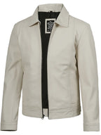 Men Off White Real Leather Jacket