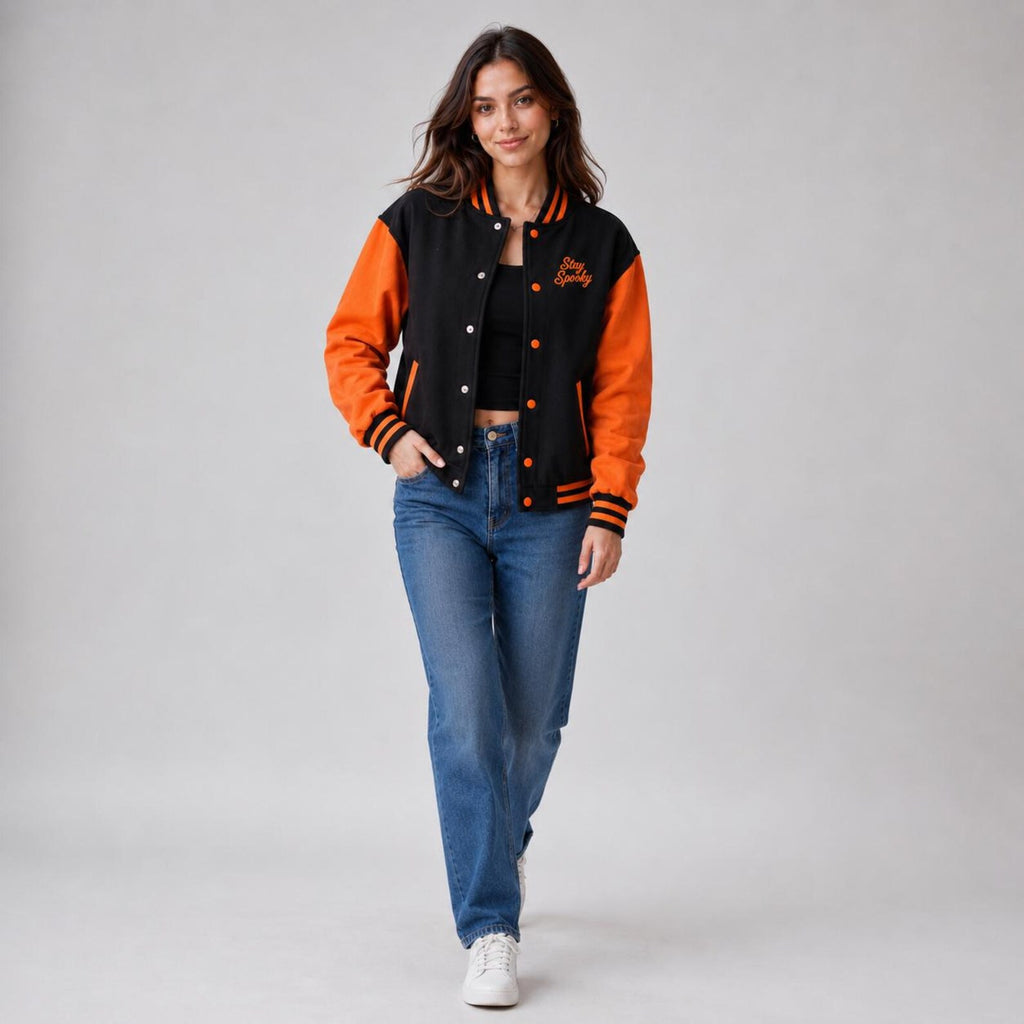 Unisex "Stay Spooky" Fleece Varsity Letterman Jacket – Halloween Special Edition