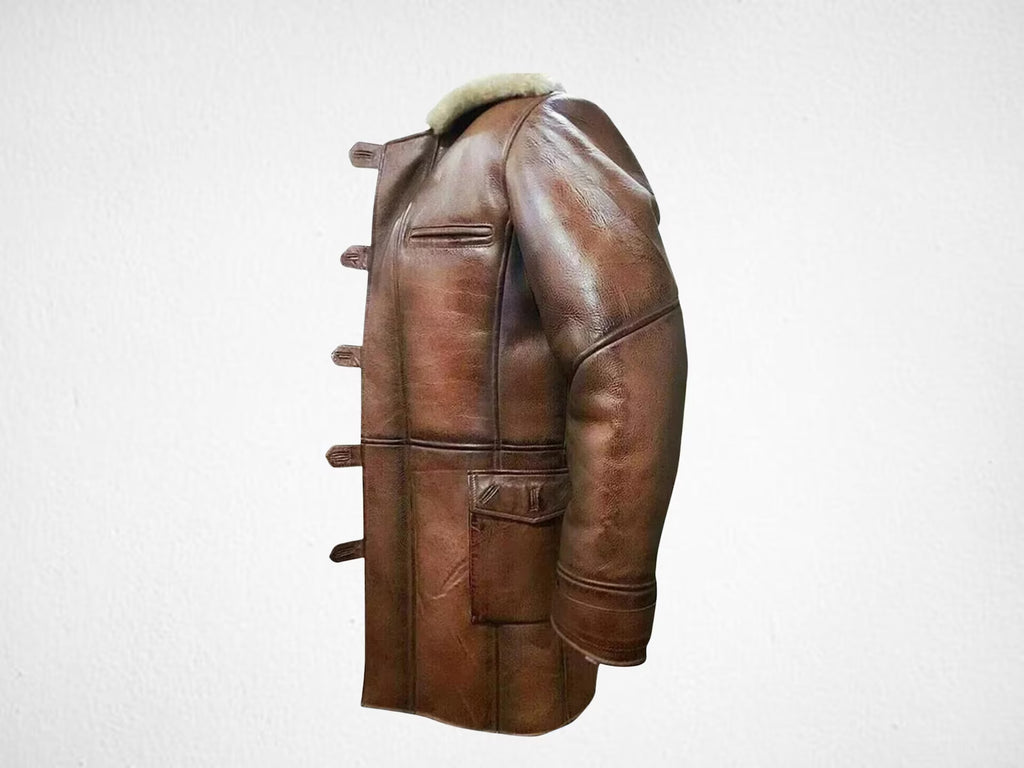 Dark Knight Rises Bane Shearling Leather Coat