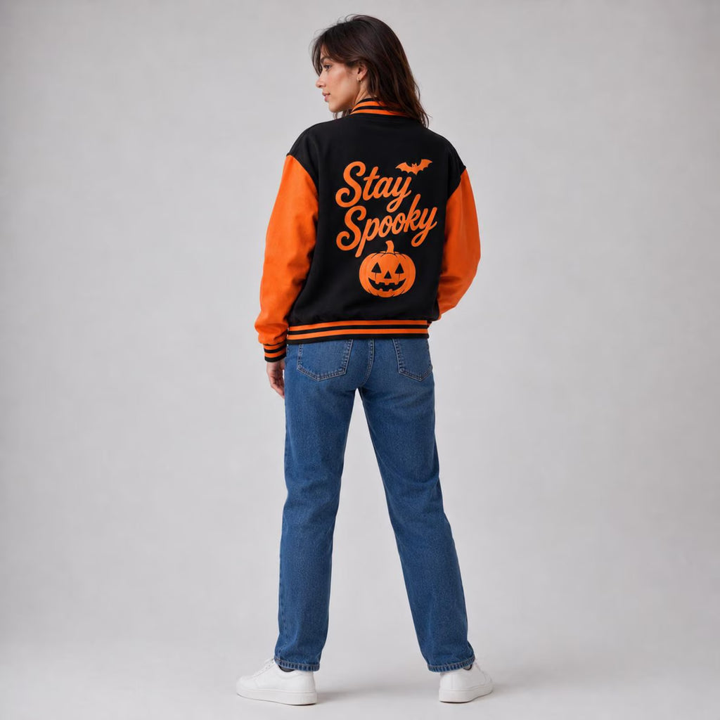 Unisex "Stay Spooky" Fleece Varsity Letterman Jacket – Halloween Special Edition