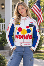 Women’s Ricky Bobby Wonder Racing Jacket – Faux Leather Motorsport Jacket