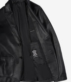 Mens Two Button Black Leather Blazer - Notch Lapel
