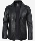 Mens Black Leather Blazer Jacket