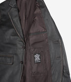 Mens Notch Lapel Distressed Brown Leather Blazer - Two Button