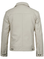 Men Off White Real Leather Jacket