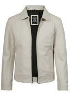 Men Off White Real Leather Jacket