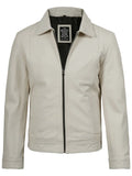 Men Off White Real Leather Jacket