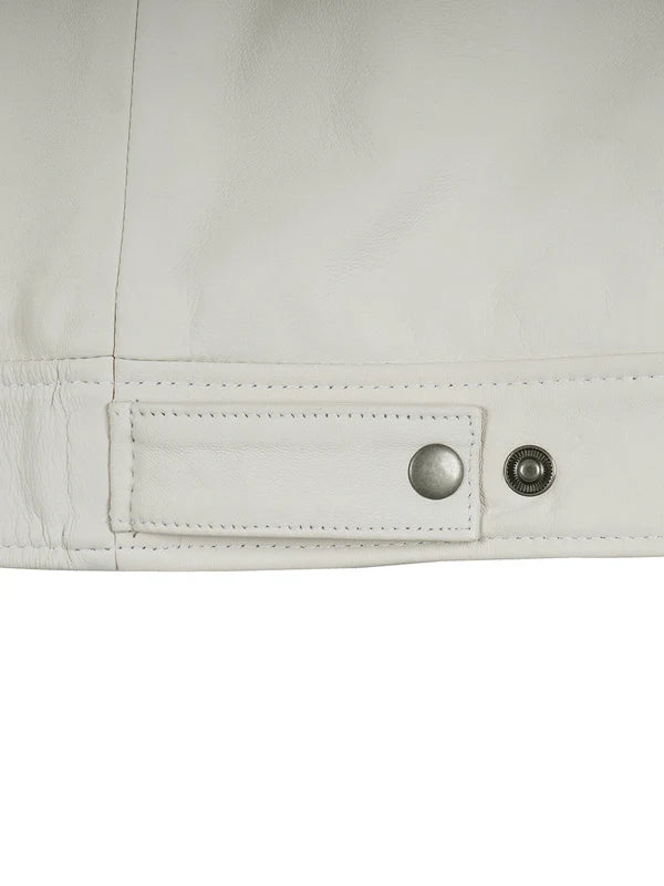 Men Off White Real Leather Jacket