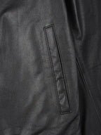 Men's Black Shirt Collar Cowhide Leather Jacket
