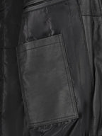 Men's Black Shirt Collar Cowhide Leather Jacket
