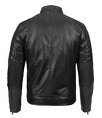 Austin Mens Black Cafe Racer Real Leather Jacket