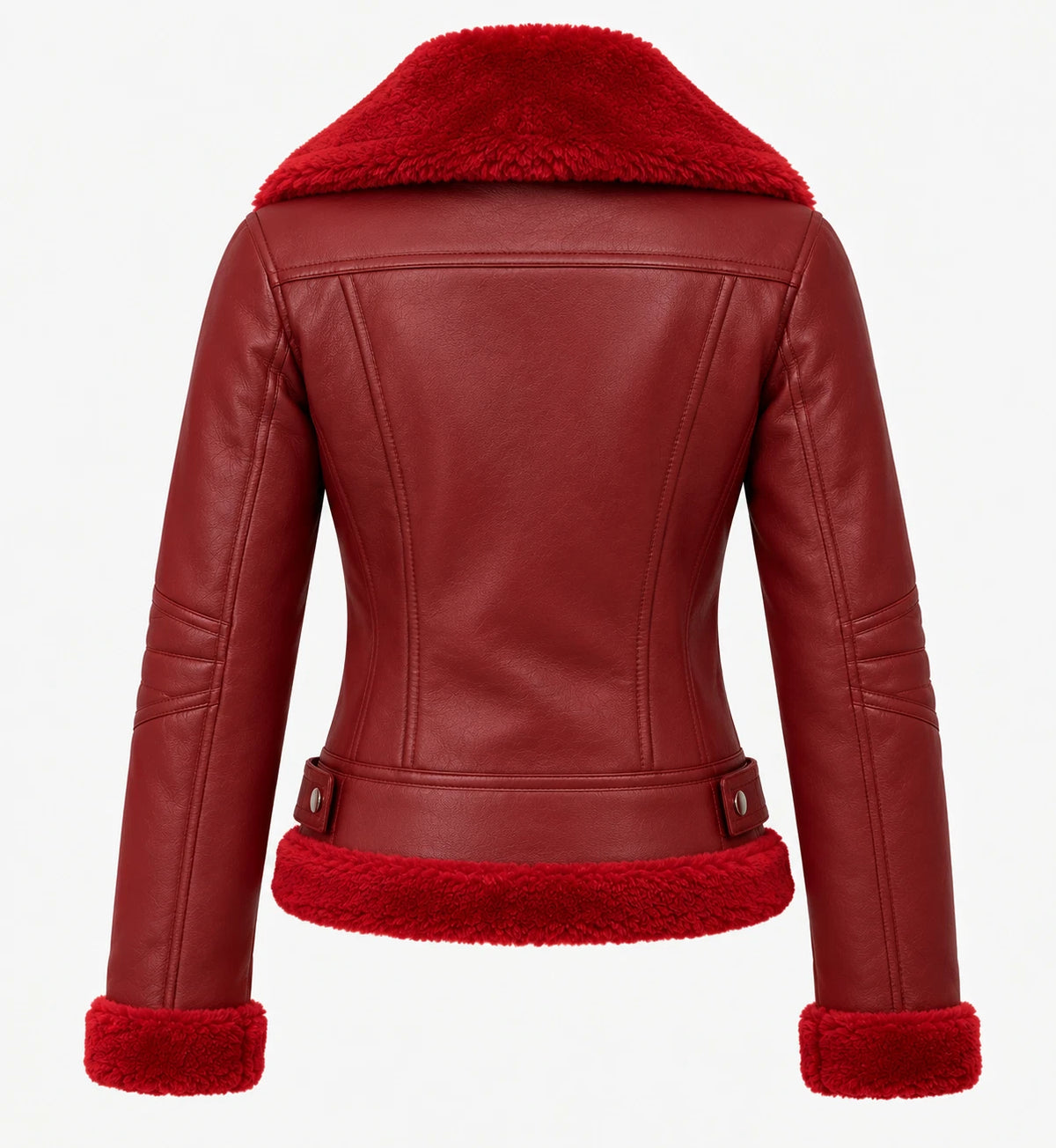 Women's Burgundy Sheepskin Leather Aviator Jacket with Real Fur Lining