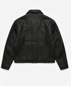 Men’s Black Sheep Leather Jacket Classic Minimalist Zip Up Bomber Biker Style