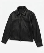 Men’s Black Sheep Leather Jacket Classic Minimalist Zip Up Bomber Biker Style