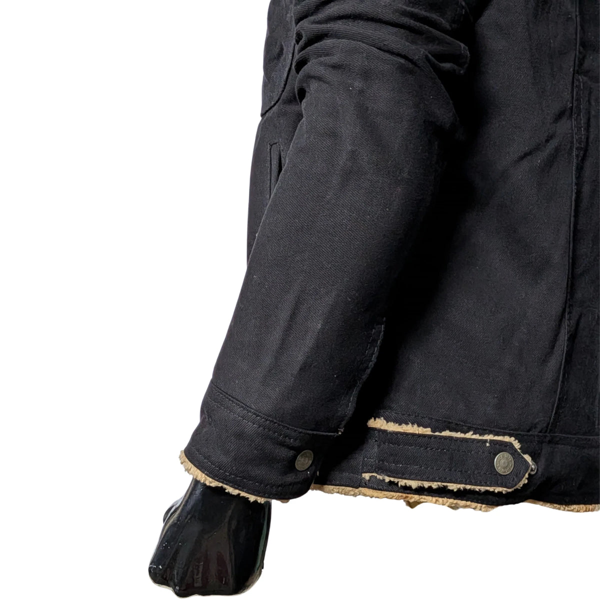 Mens Black Denim Sherpa Jacket Winter Fleece Lined Jean Trucker Warm Fur Coat