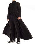 Men's Black Full Length High Collar Trench Coat | Premium Long Overcoat
