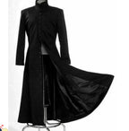 Men's Black Full Length High Collar Trench Coat | Premium Long Overcoat