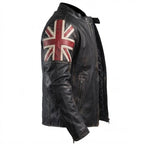 Men's UK Flag Union Jack Cafe Racer Leather Biker Jacket