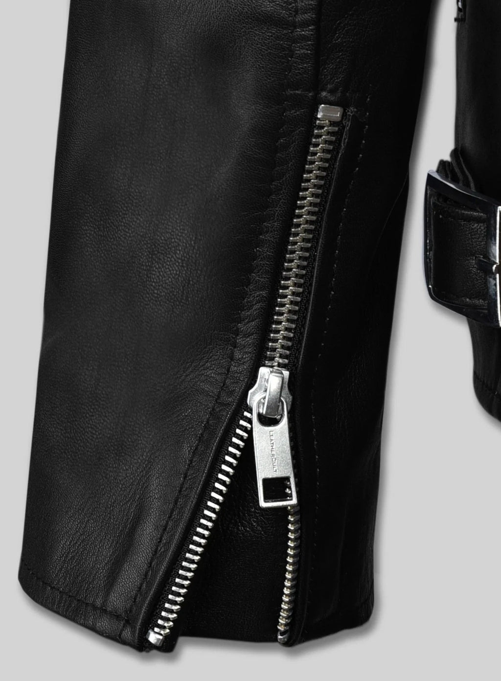 Men's Black Racing Stripe Leather Biker Jacket