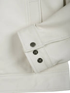 Men Off White Real Leather Jacket