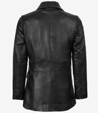 Shannon Women's Two Button Black Leather Blazer