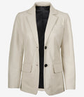 Womens Two Button Off White Leather Blazer