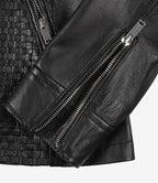 Women's Black Textured Cafe Racer Leather Jacket