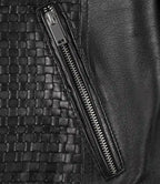 Women's Black Textured Cafe Racer Leather Jacket