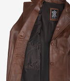 Women's Notch Lapel Two Button Cognac Leather Blazer